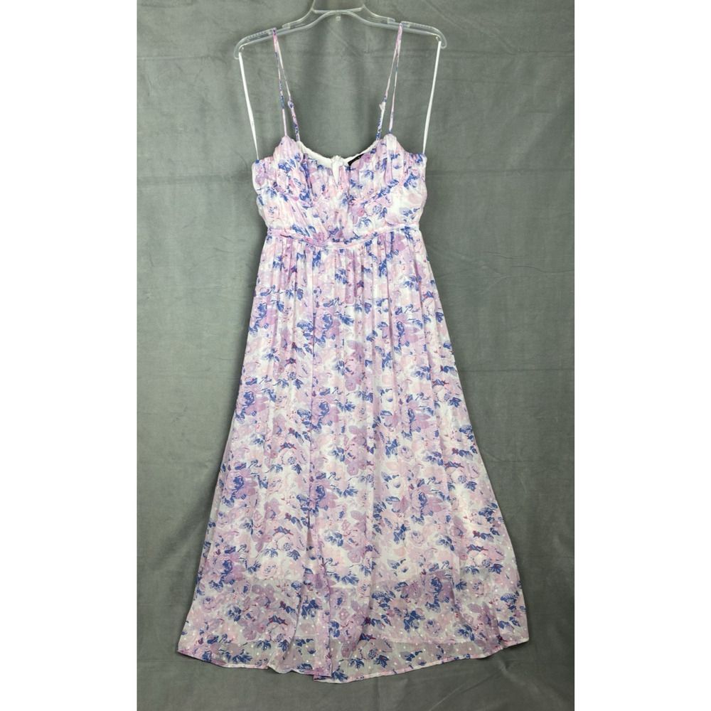 Lulus Total Darling Floral Print Notched Bustier Maxi Dress  Med Pink Milkmaid